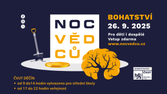 Banner Noci vědců 2025 na téma Bohatství
